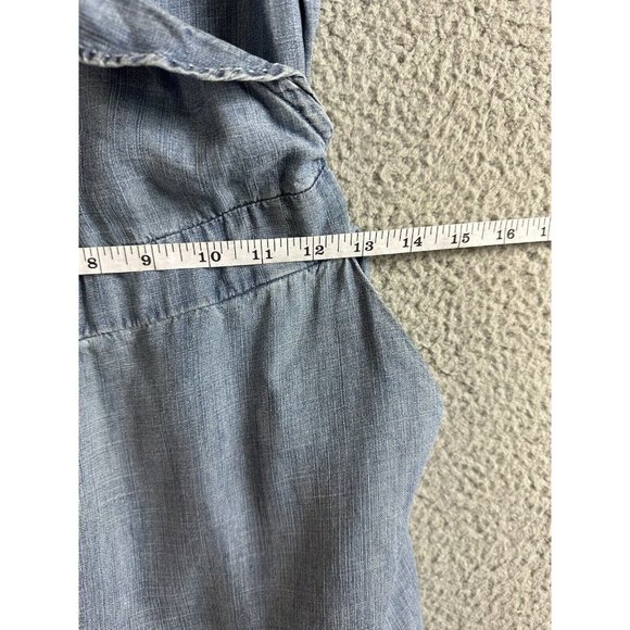 New Micheal Stars Chambray Jumpsuit Womens Size Small Blue Ruffled Wide Leg Pant - Picture 9 of 14